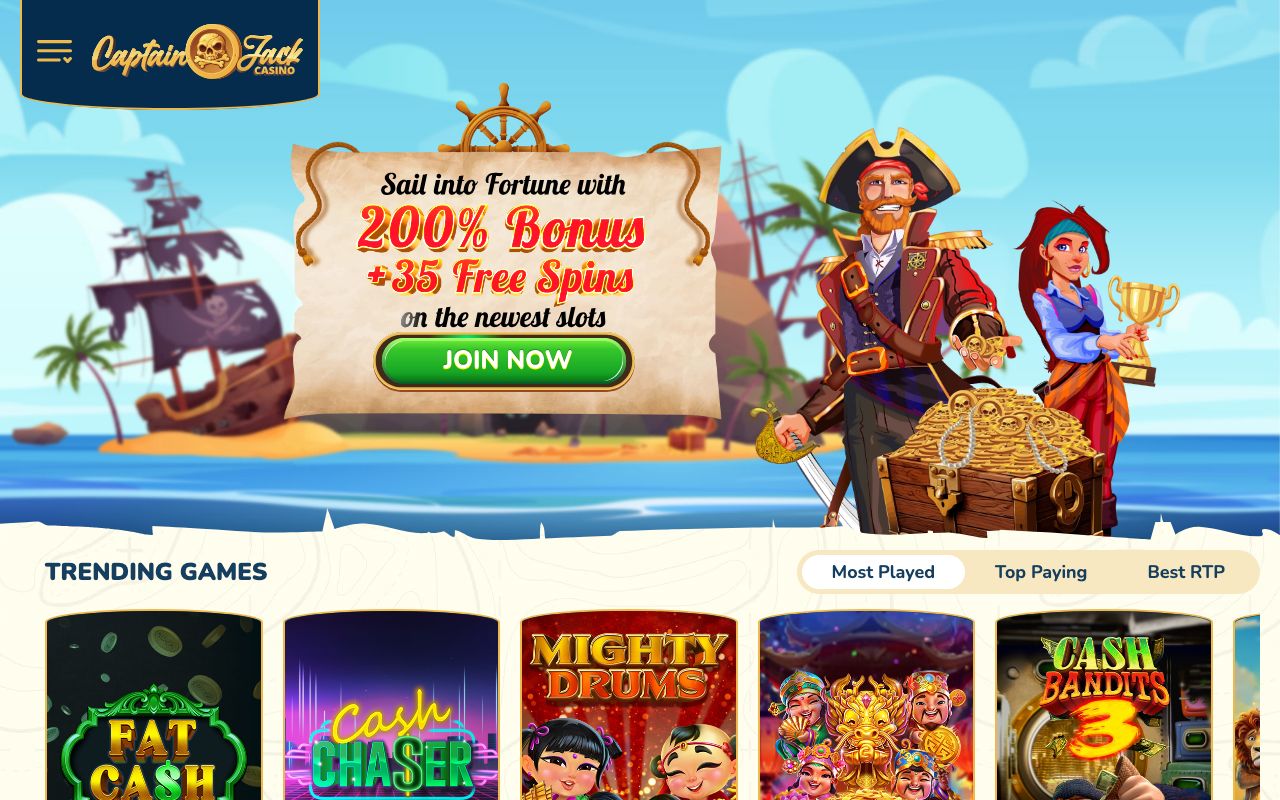 Captain Jack homepage screenshot