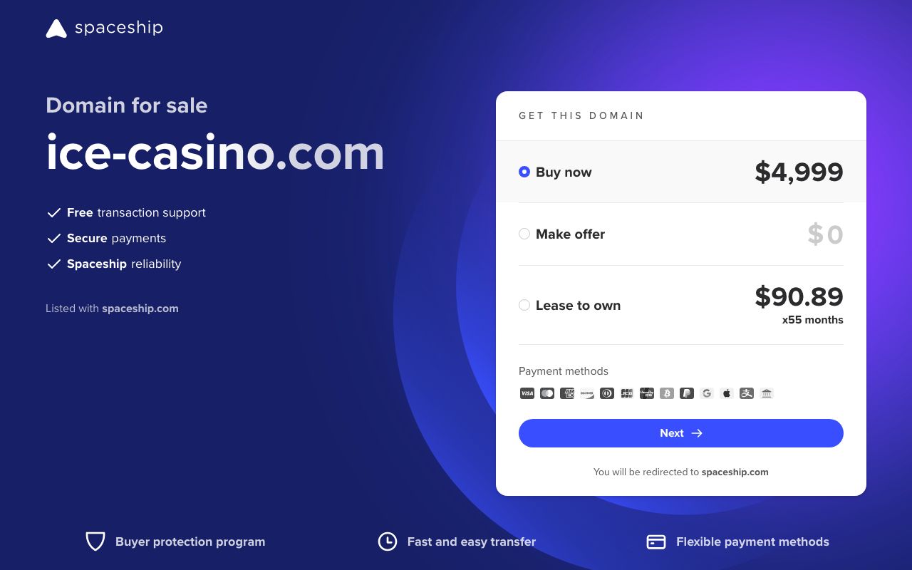 Ice Casino homepage screenshot