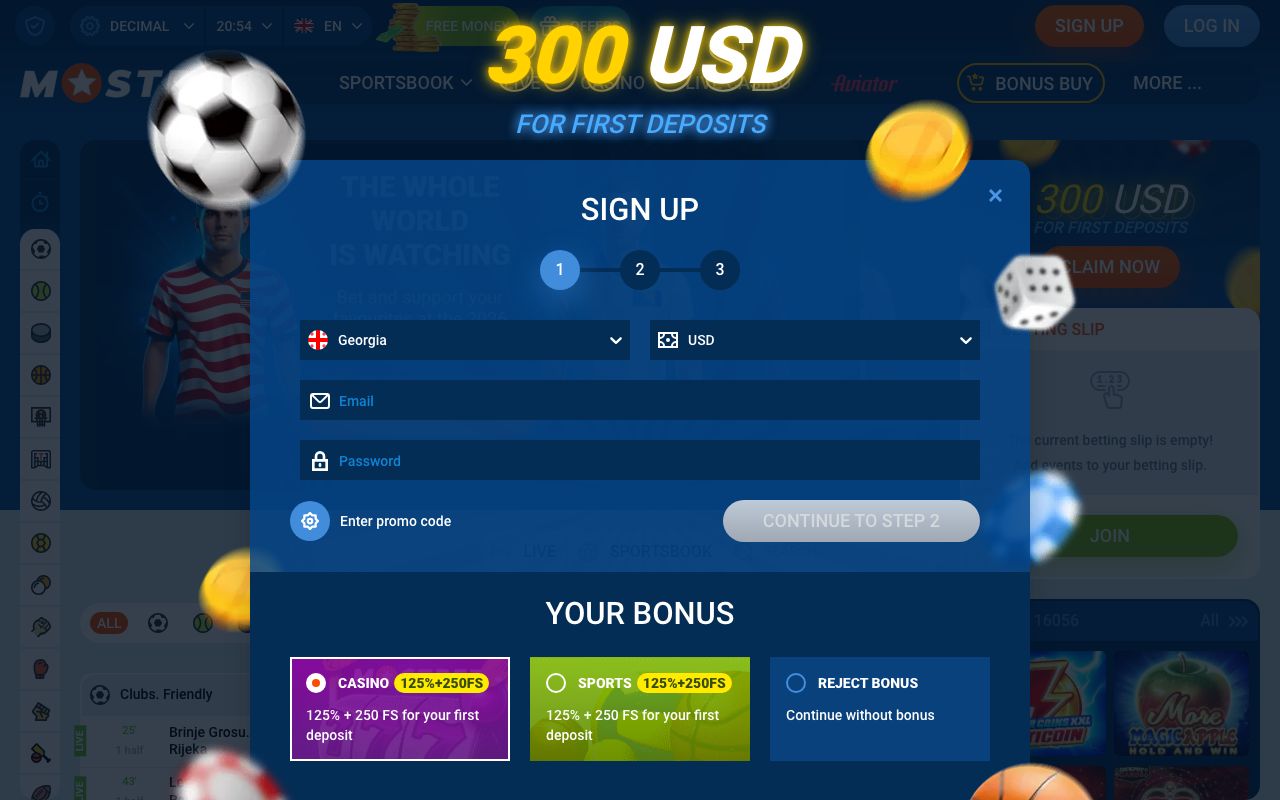 Mostbet homepage screenshot